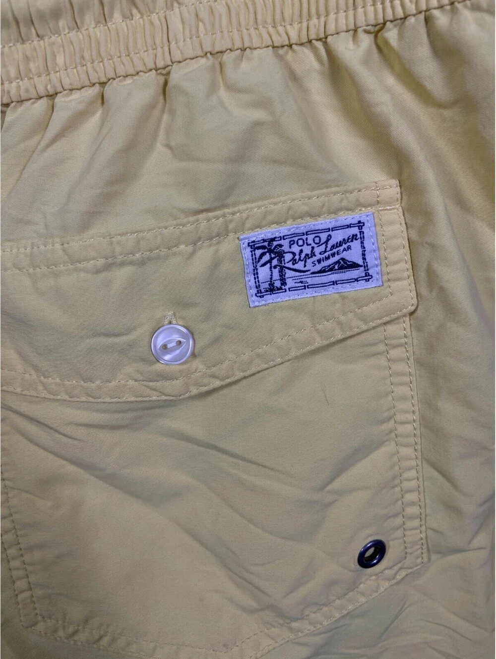 Mens Polo Ralph Lauren Traveler Slim Fit Yellow Nylon Swim Shorts Trunks XL EUC!